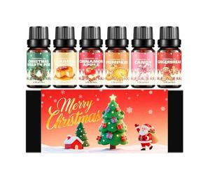 Olio profumato per candele - Set da 6 pezzi da 10 ml | Collezione di oli essenziali per aromaterapia natalizia | Confezione regalo di olio profumato per diffusori di sapone per candele e relax per le