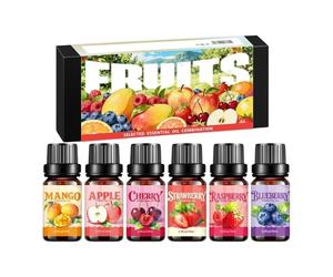 Olio profumato per diffusore - Set di oli aromatici alla frutta da 10 ml | 6 pezzi di olio profumato alla frutta per fragranze, edificante tutti i giorni per relax meditazione viaggio su strada comple