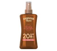 Olio Secco Spray Protettivo Illuminante di Hawaiian Tropic, Spray Resistente all'Acqua con Protezione Solare SPF 20 UVA e UVB, Lozione Solare dal Profumo Tropicale, con Olio di Cocco, 200 ml