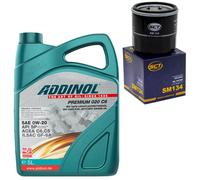 Olio Set 0W-20 Addinol 5 Litro + Filtro Olio Sm 134 per Mazda Nissan Juke Subaru
