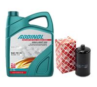 Olio Set 0W-30 Addinol 5 Litro + Filtro Olio 37559 per VW Transporter IV Bus 2.5