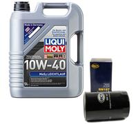 Olio Set 10W-40 5 Litro + Filtro per Peugeot 505 J5 Bus Cassone Ribaltabile 2.5