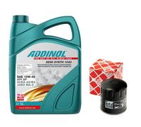 Olio Set 10W-40 Addinol 5 Litro + Filtro Olio 38564 per VW Lupo 1.0 6E1 6X1 50PS