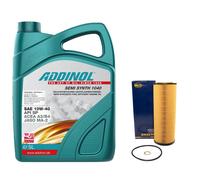 Olio Set 10W-40 Addinol 5 Litro + Filtro Olio Sh 421 P per VW Passat 2.5 Tdi 3B3