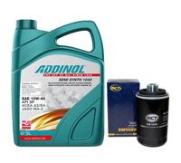 Olio Set 10W-40 Addinol 5 Litro + Filtro Olio Sm 5086 per Audi A3 Seat VW Passat