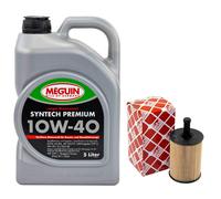 Olio Set 10W-40 Meguin 5 Litro + Filtro Olio 22546 per Seat Skoda VW Transporter
