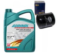 Olio Set 5W-30 Addinol 5 Litro + Filtro Olio Sm 174 per Audi A4 A6 A8 80 2.6 2.8