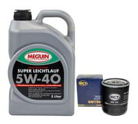 Olio Set 5W-40 Meguin 5 Litro + Filtro Olio Sm 196 per VW Lupo 1.0 6E1 6X1 50 Ps