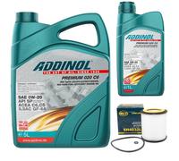 Olio Set Addinol 0W-20 020 C6 6 Litro + Filtro Olio per BMW 4er Cabriolet X4 F26