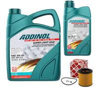 Olio Set Addinol 5W-40 Super Light 6 Litro + Filtro Olio per BMW X4 3er 4er 428i