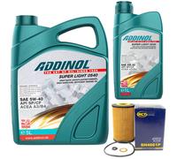 Olio Set Addinol 5W-40 Super Light 6 Litro + Filtro Olio per Hyundai Genesis 3.8