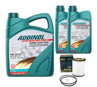 Olio Set Addinol 5W-40 Super Light 7 Litro + Filtro Olio per BMW 3er 320i 5er X3