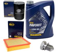 Olio Set Filtri 15W50 5 Litro + Tappo Scarico Olio per Audi A4 Skoda VW