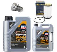Olio Set Filtri 6200 0W-20 Liqui Moly 6 Litro + Vite per Skoda VW