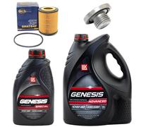 Olio Set Filtri Lukoil Genesis 10W-40 6 Litro + Vite per Opel Omega B