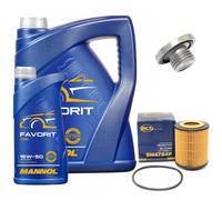 Olio Set Filtri Mannol 15W50 Api 6 Litro + Vite per Opel Omega B 2.5