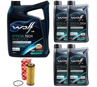 Olio Set Lupo Officialtech C2/C3 5W30 9 Litro + Filtro Olio per Ssangyong Kyron