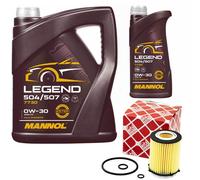 Olio Set Mannol 0W-30 Legend 504/507 6 Litro + Filtro Olio per Mercedes