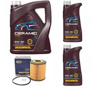 Olio Set Mannol 5W-30 Ceramica Api Sn Plus 7 Litro + Filtro Olio per BMW 3er 5er