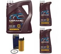 Olio Set Mannol 5W-30 Ceramica Api Sn Plus 7 Litro + Filtro Olio per BMW 5er 3er