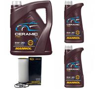 Olio Set Mannol 5W-30 Ceramica Api Sn Plus 7 Litro + Filtro per BMW 3er 330d