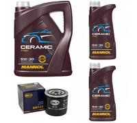 Olio Set Mannol 5W-30 Ceramica Api Sn Plus 7 Litro + Filtro per Nissan NP300