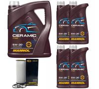 Olio Set Mannol 5W-30 Ceramica Api Sn Plus 9 Litro + Filtro Olio per BMW 5er 7er