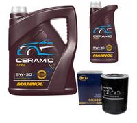 Olio Set Mannol 5W-30 Ceramica Plus 6 Litro + Filtro Olio per Citroen Jumper 2.8