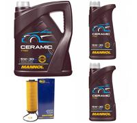 Olio Set Mannol 5W-30 Ceramica Plus 7 Litro + Filtro Olio per BMW 3er 7er 5er X3