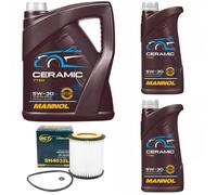 Olio Set Mannol 5W-30 Ceramica Plus 7 Litro + Filtro Olio per BMW 5er 3er 1er X5