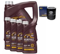 Olio Set Mannol 5W-30 Energia Formula 9 Litro + Filtro Olio per Hyundai H350 Bus