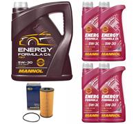 Olio Set Mannol 5W30 Energia Formula C4 9 Litro + Filtro Olio per Renault Laguna