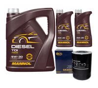 Olio Set Mannol Diesel Tdi 5W-30 Api 7 Litro + Filtro Olio per Peugeot Boxer Bus