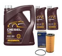 Olio Set Mannol Diesel Tdi 5W-30 Api 7 Litro + Filtro Olio per Renault Laguna II