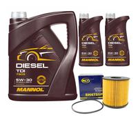 Olio Set Mannol Diesel Tdi 5W-30 Api 7 Litro + Filtro Olio per Renault Master II