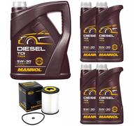 Olio Set Mannol Diesel Tdi 5W-30 Api 9 Litro + Filtro Olio per Mercedes Classe R
