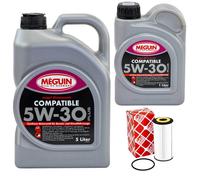 Olio Set SAE 5W-30 Plus Meguin 6 Litro + Filtro Olio per Audi Seat Skoda VW Golf