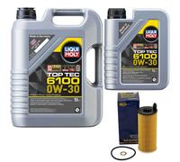 Olio Set Top Tec 6100 0W-30 Liqui Moly 6 Litro + Filtro Olio per BMW 3er 4er 2er