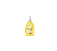 Olio Solare Monoï SPF 15 Capelli e Corpo 150 ml | Olio di Ylang-Ylang, Texture non Unta, Spray Vaporizzatore, Protezione UVA/UVB, Effetto Luminoso Glossy