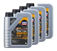 Olio Top Tec 6200 0W-20 Liqui Moly 4 X 1 Litro per Audi Hyundai Seat Skoda VW