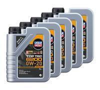 Olio Top Tec 6200 0W-20 Liqui Moly 5 X 1 Litro per Audi Hyundai Seat Skoda VW