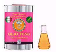Olio TUNG puro 100% ALIMENTARE TAGLIERI MESTOLI CIOTOLE Legno NATURAL OIL VEGAN OIL&WAX, protezione biologica, incolore - naturale (500 ml)