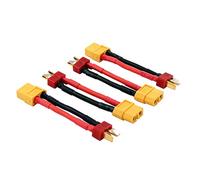 OliRC XT60 - Connettore a T da Femmina a Maschio, 4 Pezzi, Stile Deans con Cavo 14awg 5,1 cm (C14-4)