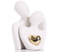 oliruim 8 cm di altezza Statuette di coppia per la decorazione della casa, scultura moderna con design a cuore d'oro - decorazione della casa, regalo di anniversario di coppia matrimonio (8cm bianco)