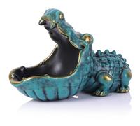 oliruim Ciotola a forma di coccodrillo, con statua di animale divertente, per ingresso, decorazione per ufficio, porta caramelle a forma di bocca grande, per casa, soggiorno, contenitore portaoggetti