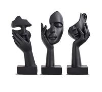 oliruim Decorazione per la casa nera, statua con volto di donna, statua da collezione per casa moderna, soggiorno, libreria, decorazione da scrivania nera, set da 3 pezzi (3 pezzi nero)