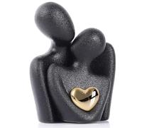 oliruim Mini statua di coppia, statuetta romantica in ceramica per camera da letto, mobile TV, regalo di nozze di San Valentino, piccoli soprammobili per la decorazione della casa (12 cm, nero)