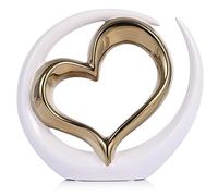 oliruim Moderno bianco oro ceramica decorativa statua arte astratta cuore scultura per la decorazione del soggiorno, decorazione ufficio, decorazione mobile TV (E-White Gold)