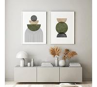 Oliva Verde Astratto Acquerello Quadri Tela Stampe Metà Secolo Moderni Galleria Parete Arte Quadro Nordico Poster Casa Stanza Decorazioni Senza Cornice 30×40cm×2 Pezzi