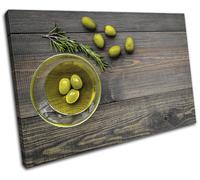 Olive Meditteranean Oil Food Kitchen SINGLE TELA parete arte foto stampa